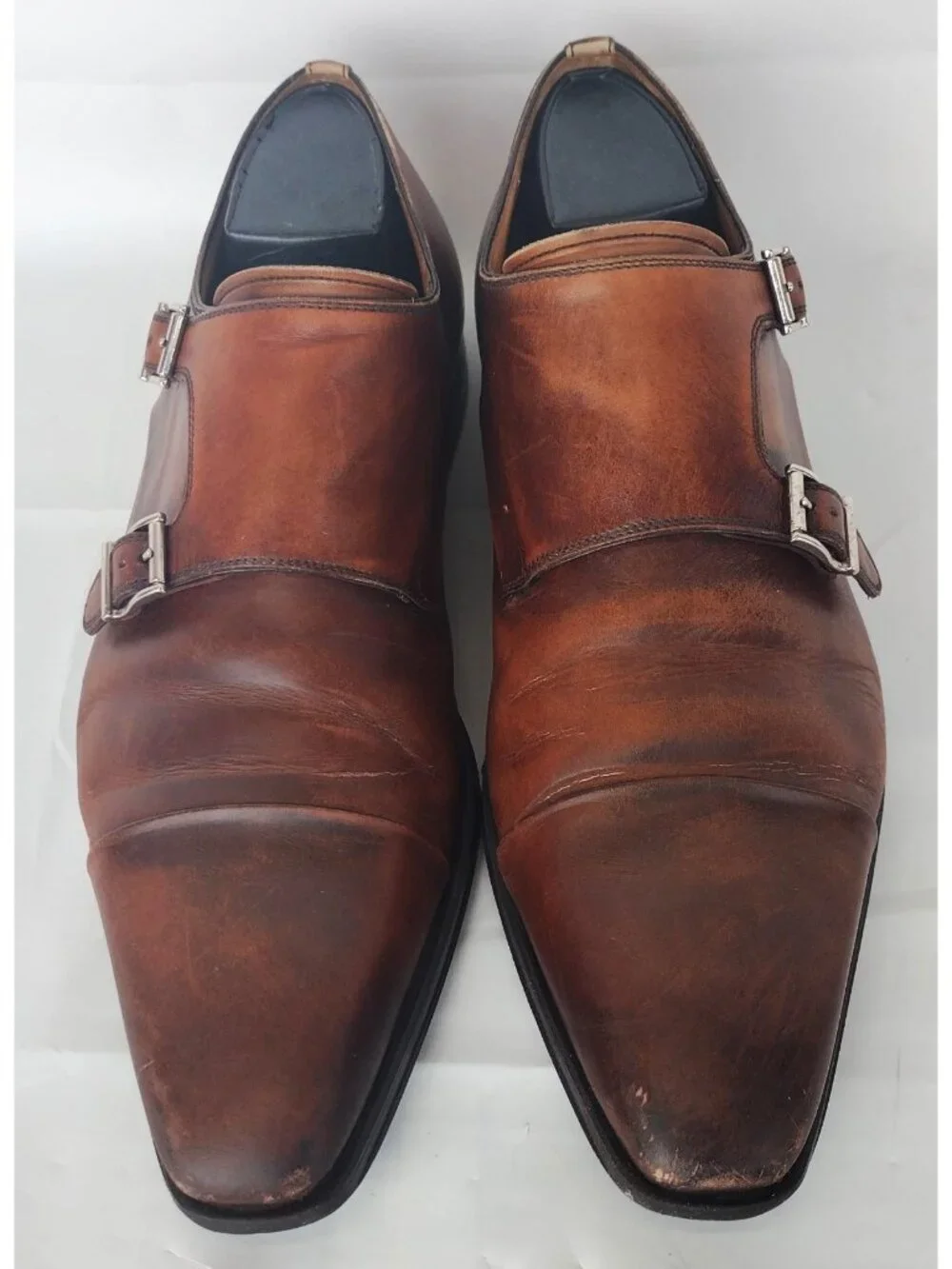 Magnanni Double Monk Strap Leather Dress Shoe Cognac Size 10  M